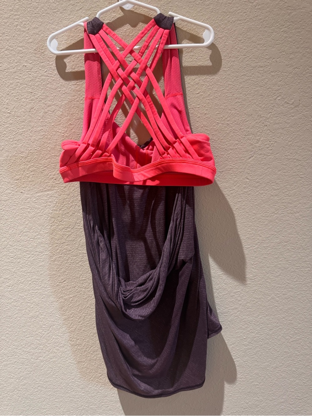 Lululemon Wild Tank Built In Bra Open Back Strappy Heathered Purple Coral Size 6 - Picture 4 of 6
